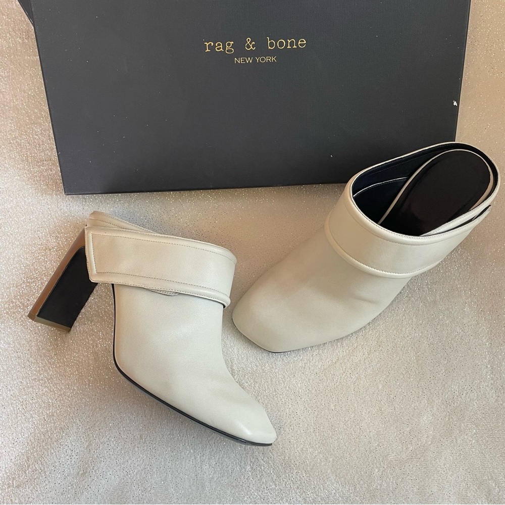rag & bone ELLIOT HEELED LEATHER MULES in IVORY✨